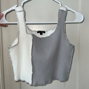 White and gray crop top tank. Size small.